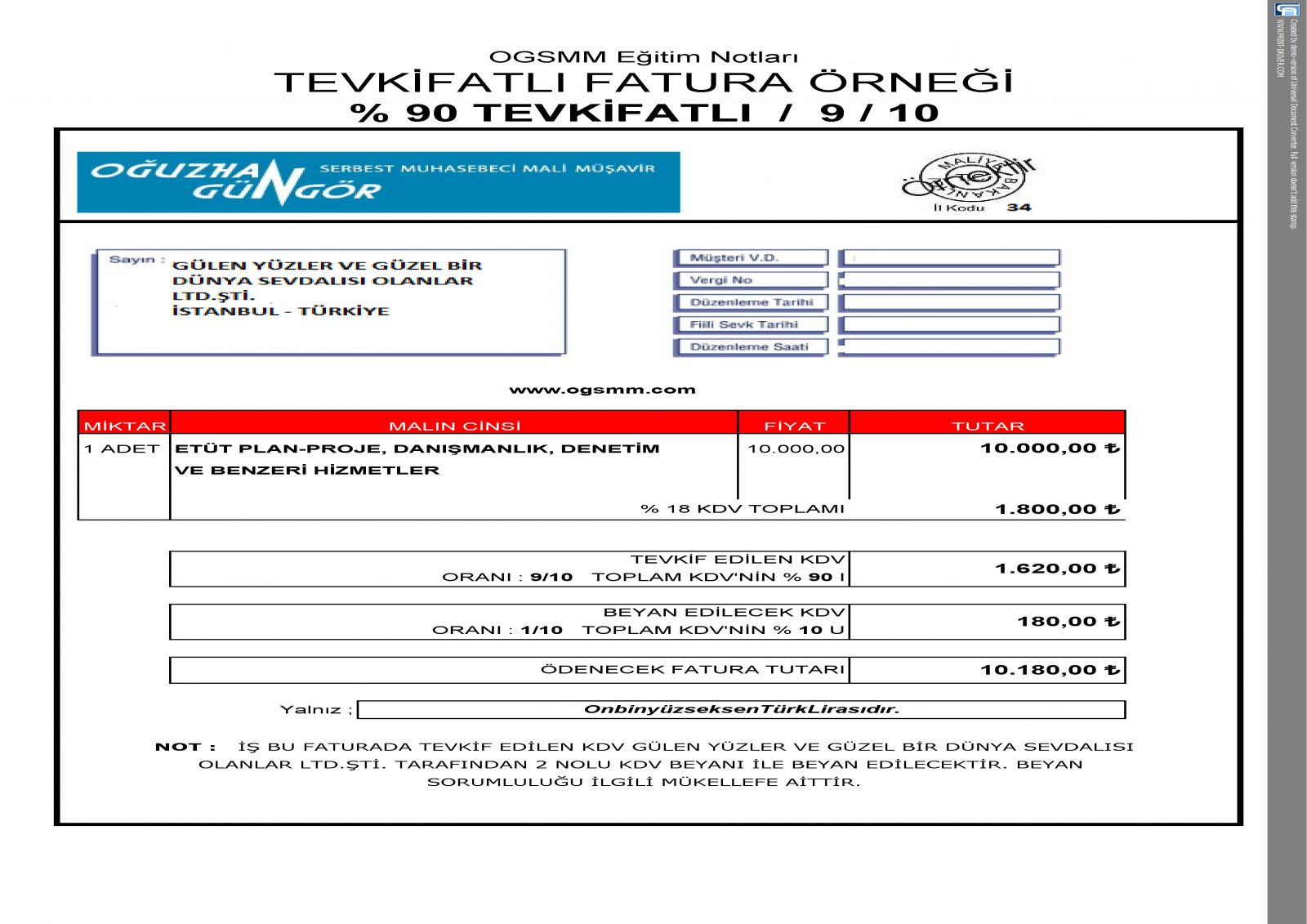 Tevk fatli fatura rnekler 9 10 tevk fatli kdv hesaplama o uzhan
